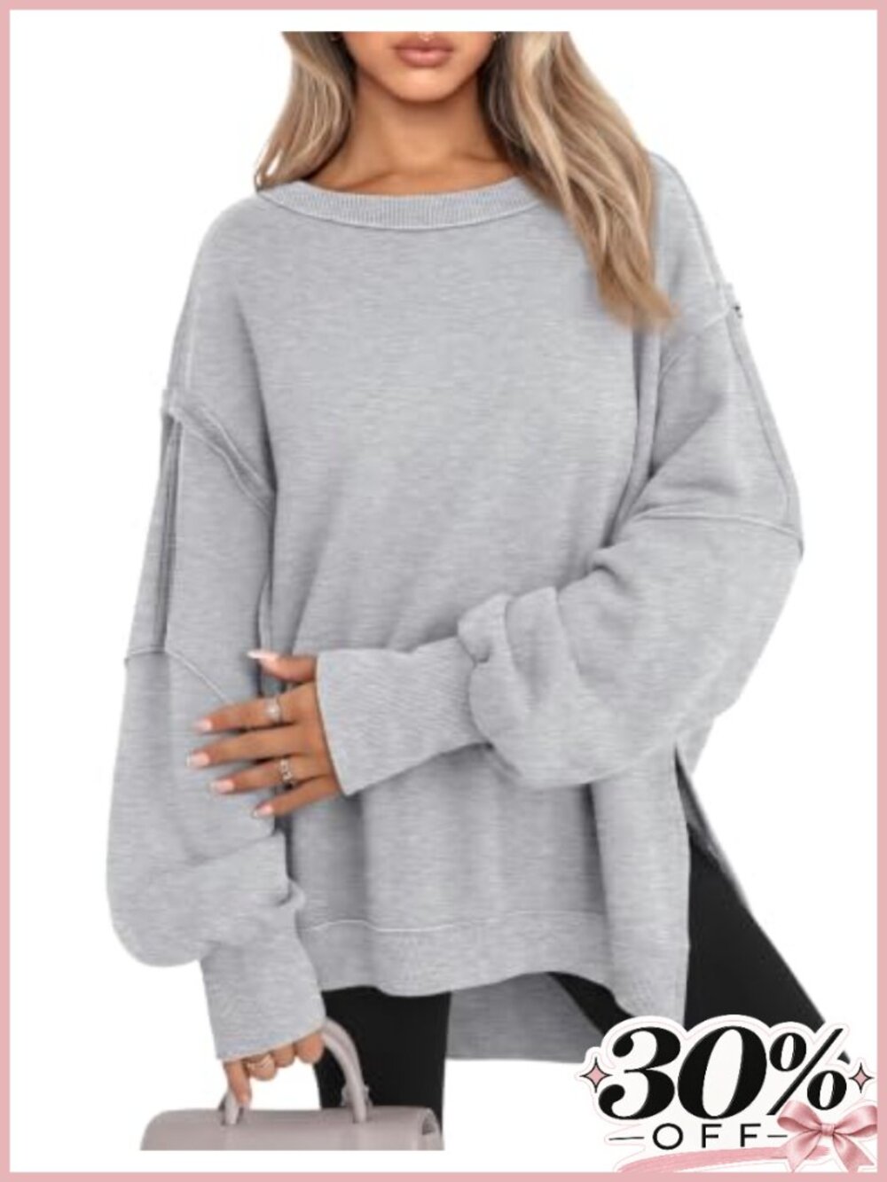 Oversized Crewneck Sweatshirt Y2K Preppy Pullover Cotton Blend